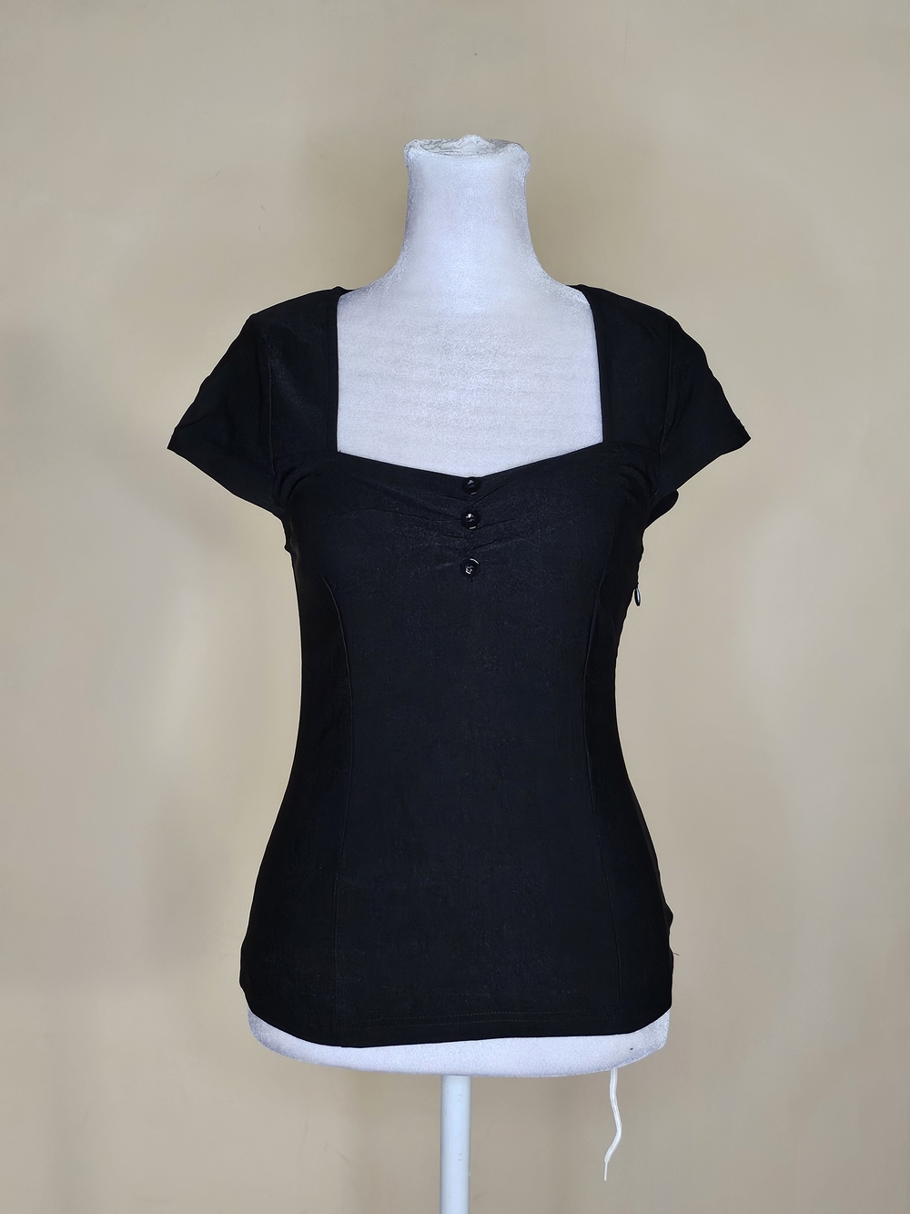 Killstar Black Square Neck Short Sleeve Top